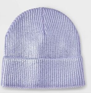 Girls' Knitted Cuffed Beanie Hat - art class Purple